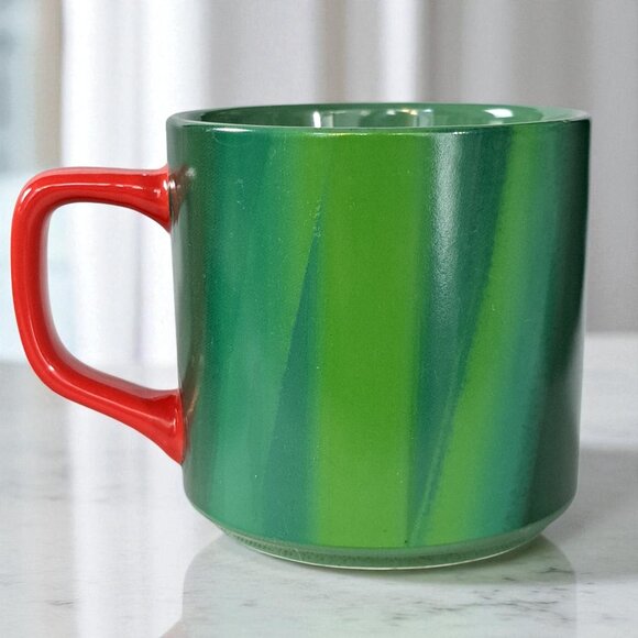 Starbucks Green Marble Pattern Small Mug Cup With Red Handle 11 oz 2022 - Picture 3 of 7
